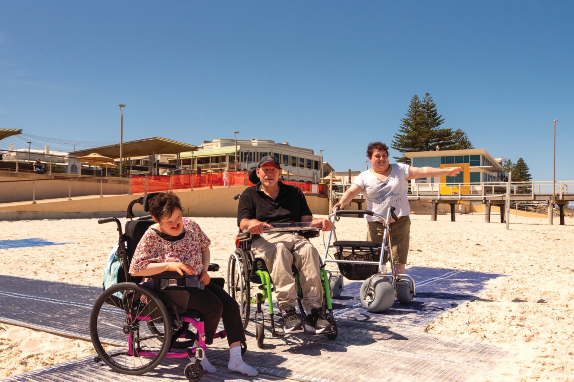 Beach wheelchairs and mat