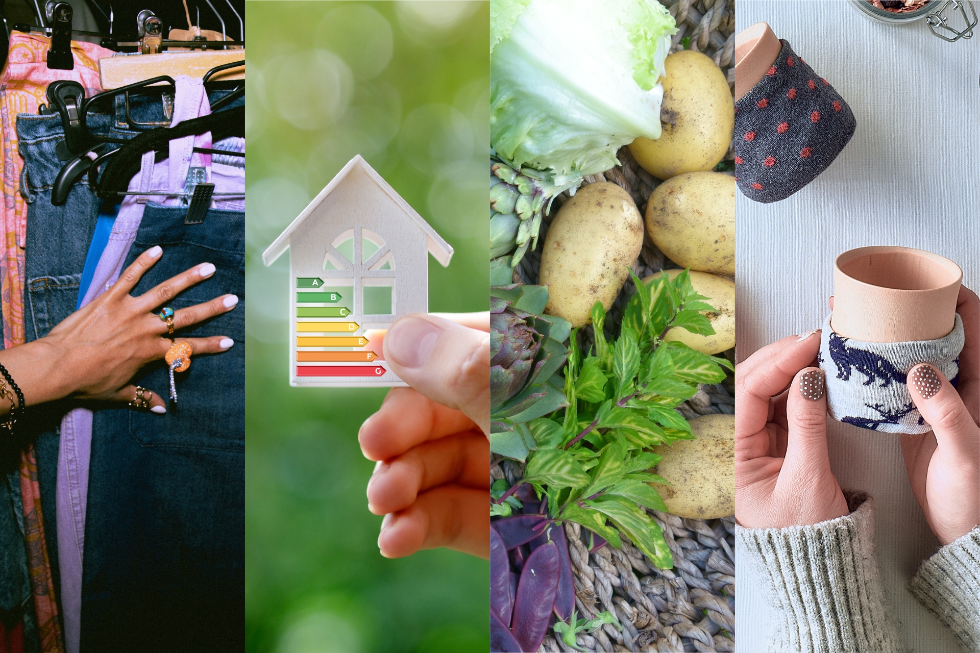 Sustainable Saturdays  - Collage of sustainable activities like craft and gardening
