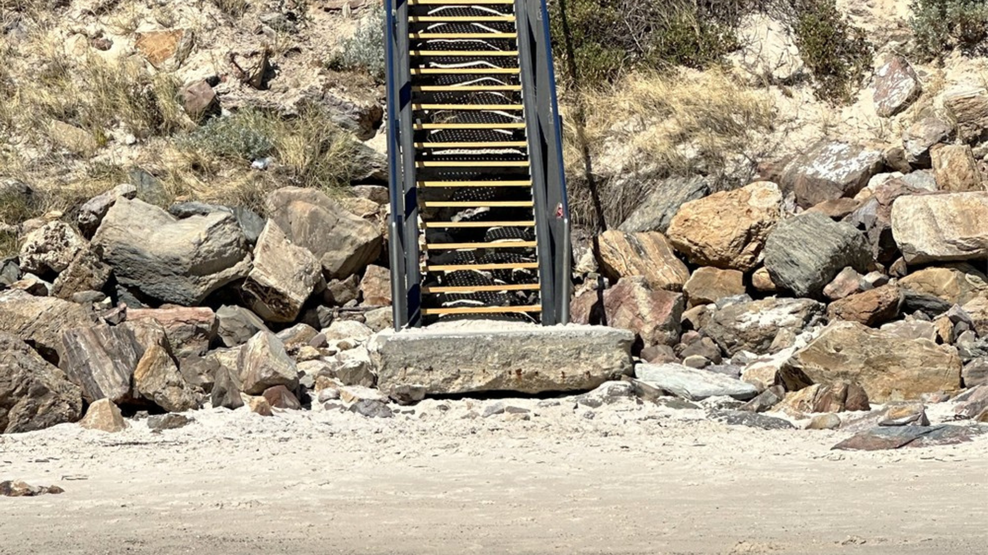 Sand erosion on beaches stairs